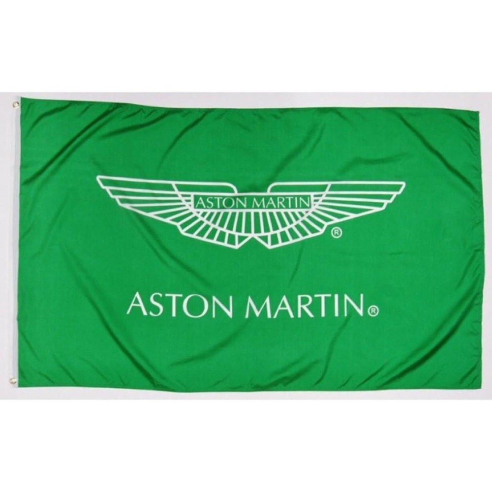 Aston Martin Racing Green Flag White Winged Logo Luxury Automotive Banner
